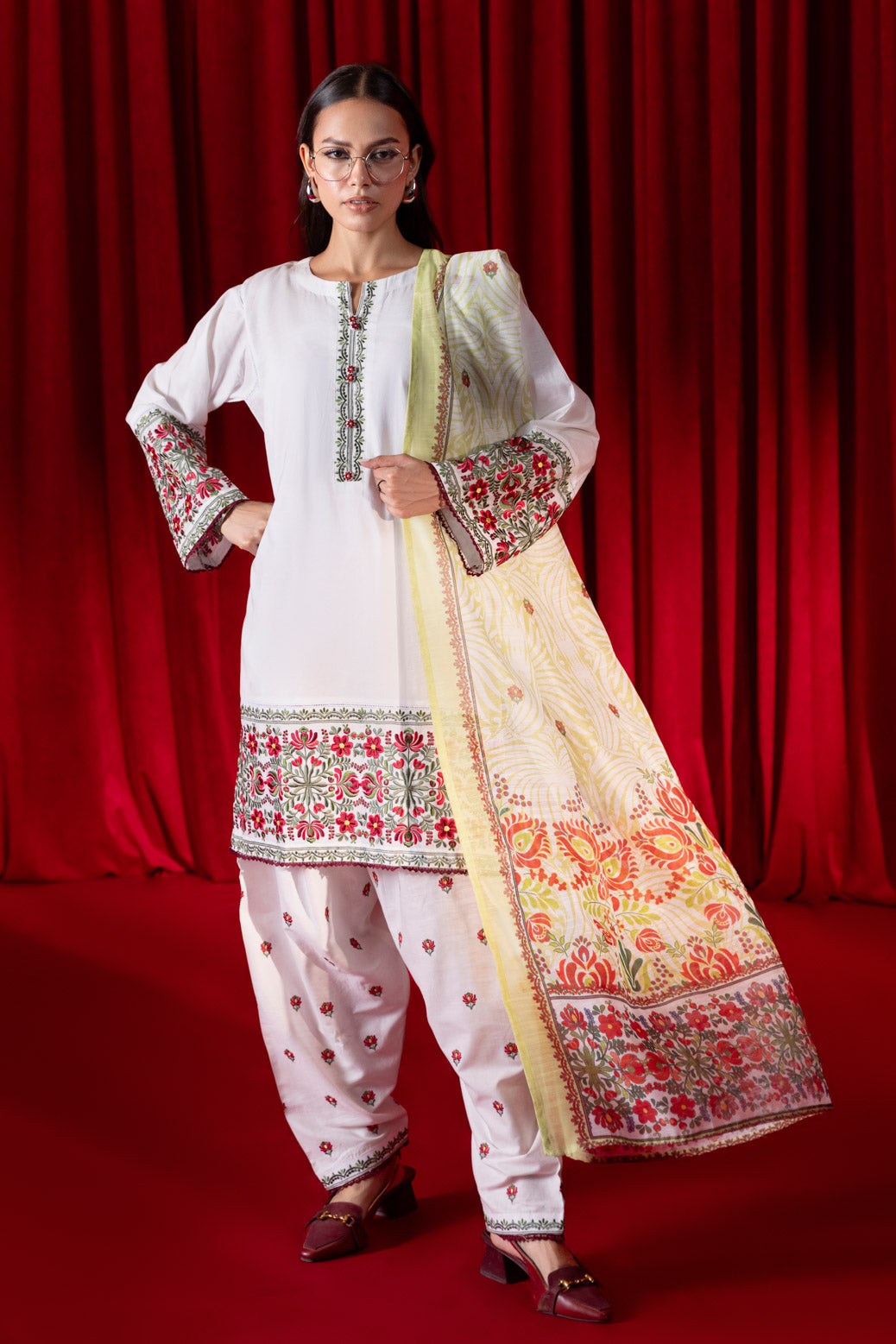 Bonanza Satrangi | White Cambric 3 Piece (PWS7243P04) -  Bonanza Satrangi Ready To Wear - Original Designer Dress - House of Maryam