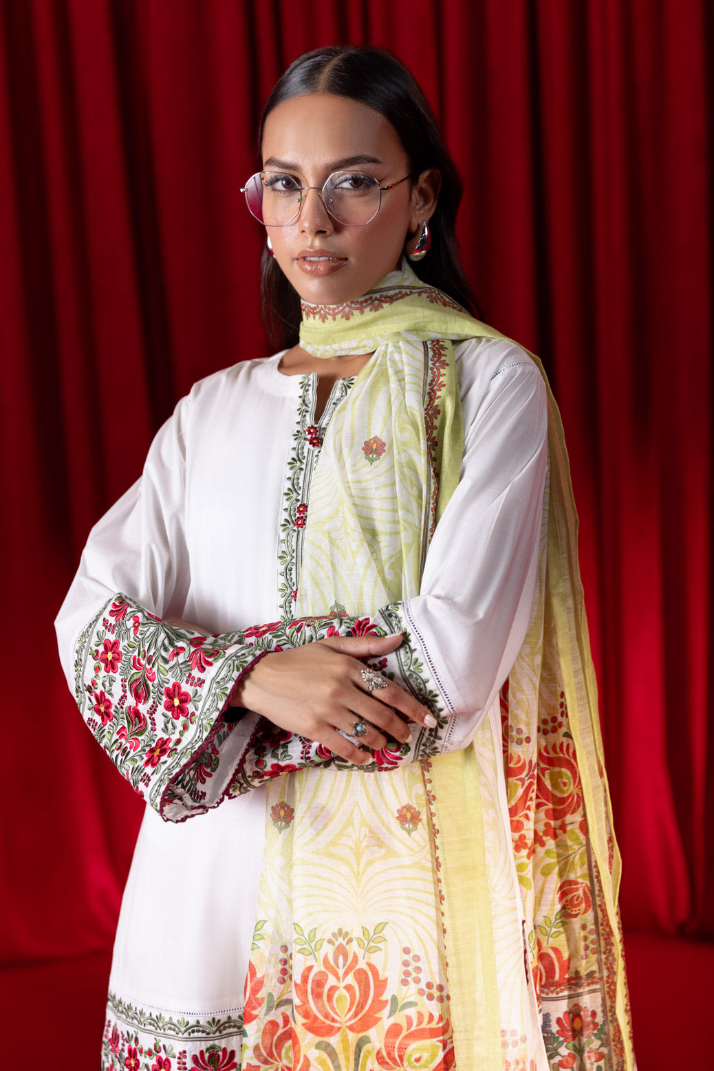 Bonanza Satrangi | White Cambric 3 Piece (PWS7243P04) -  Bonanza Satrangi Ready To Wear - Original Designer Dress - House of Maryam