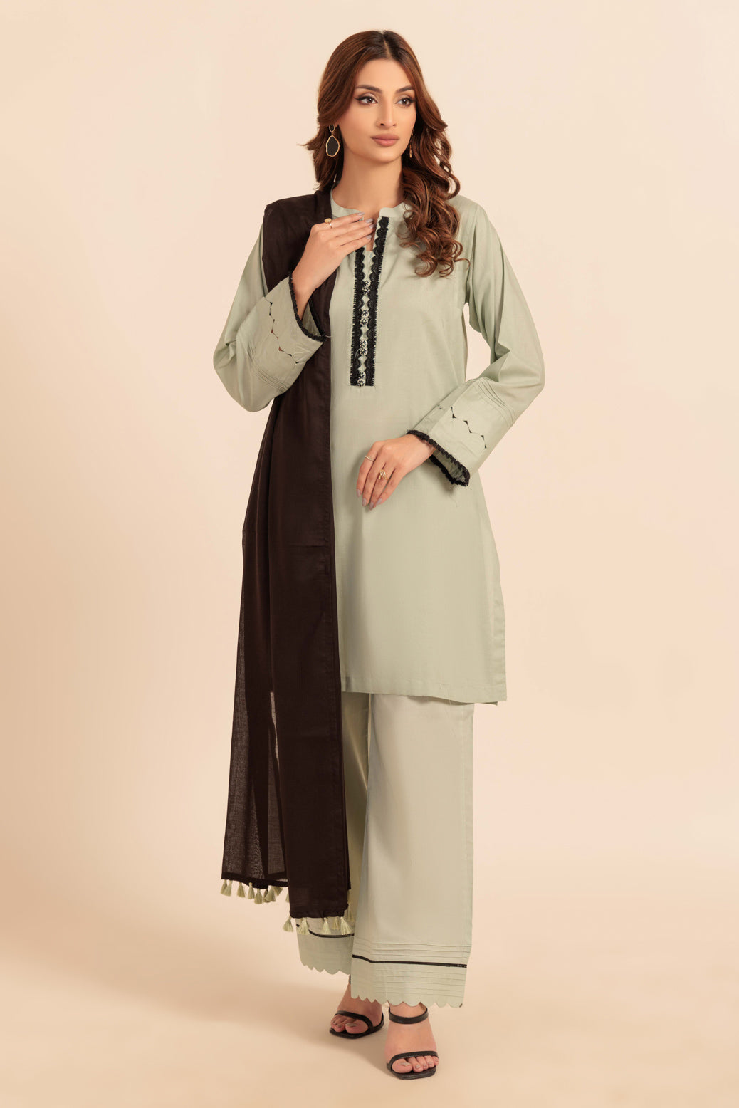 Bonanza Satrangi | S Green Cambric 3 Piece (PWS7243P09) -  Bonanza Satrangi Ready To Wear - Original Designer Dress - House of Maryam