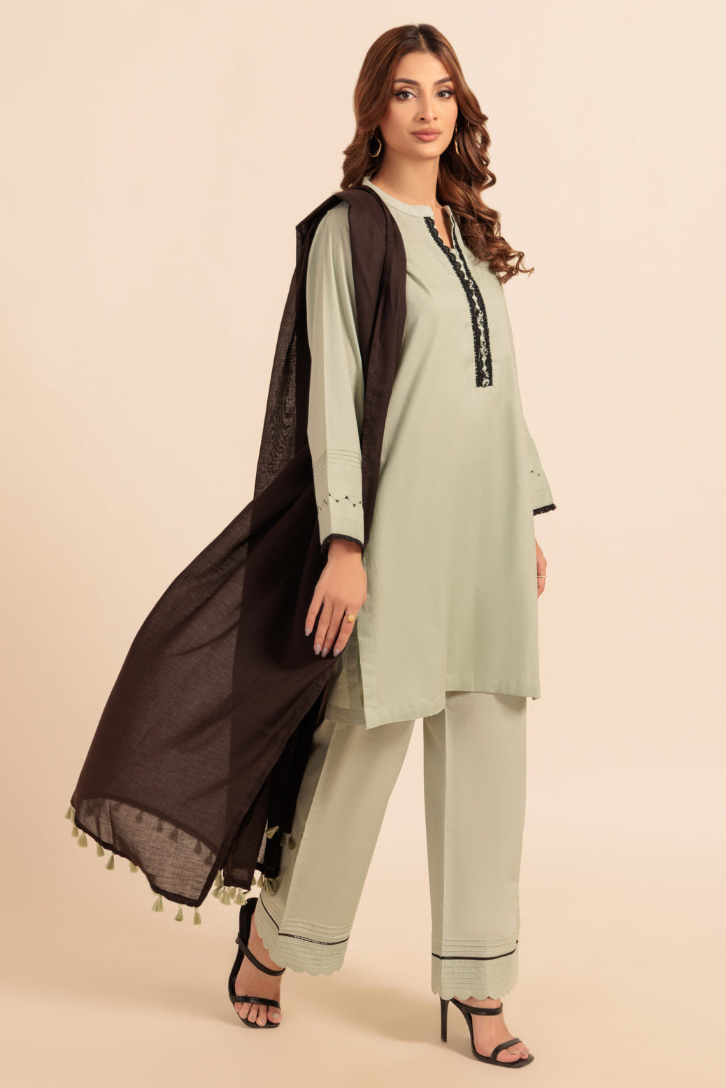 Bonanza Satrangi | S Green Cambric 3 Piece (PWS7243P09) -  Bonanza Satrangi Ready To Wear - Original Designer Dress - House of Maryam