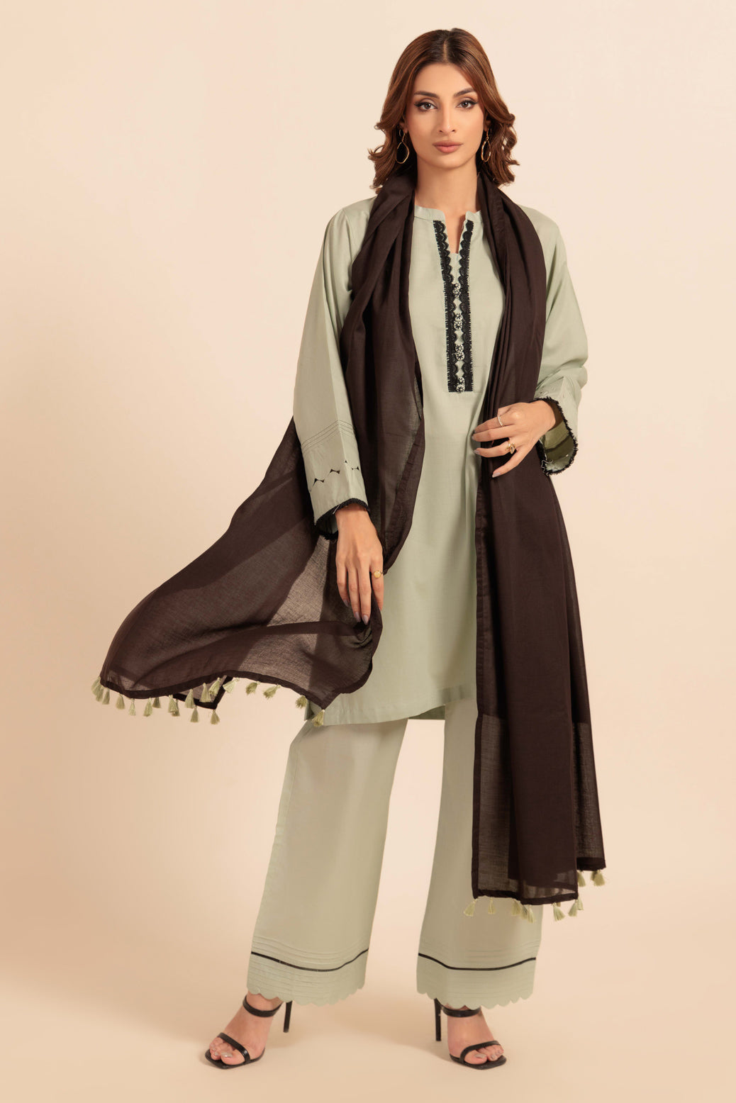 Bonanza Satrangi | S Green Cambric 3 Piece (PWS7243P09) -  Bonanza Satrangi Ready To Wear - Original Designer Dress - House of Maryam