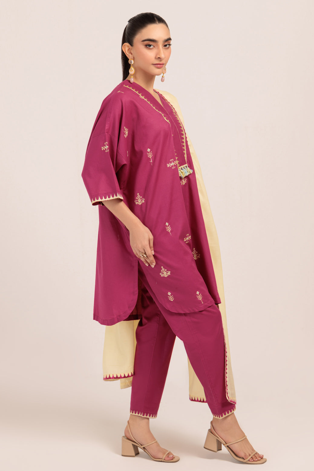 Bonanza Satrangi | Magenta Cambric 3 Piece (PWS7243P10) -  Bonanza Satrangi Ready To Wear - Original Designer Dress - House of Maryam