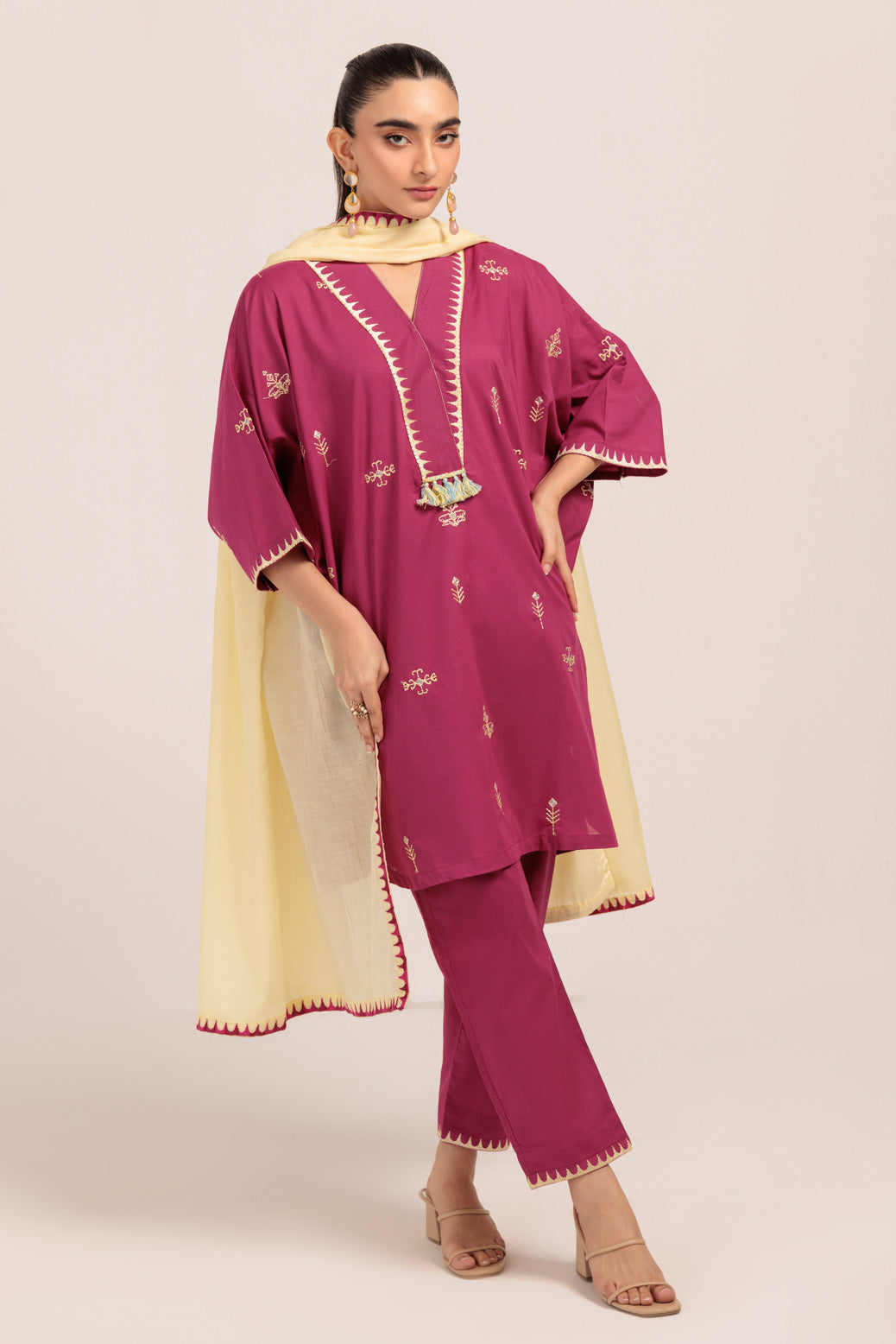 Bonanza Satrangi | Magenta Cambric 3 Piece (PWS7243P10) -  Bonanza Satrangi Ready To Wear - Original Designer Dress - House of Maryam