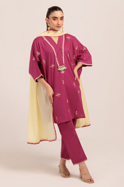 Bonanza Satrangi | Magenta Cambric 3 Piece (PWS7243P10) -  Bonanza Satrangi Ready To Wear - Original Designer Dress - House of Maryam