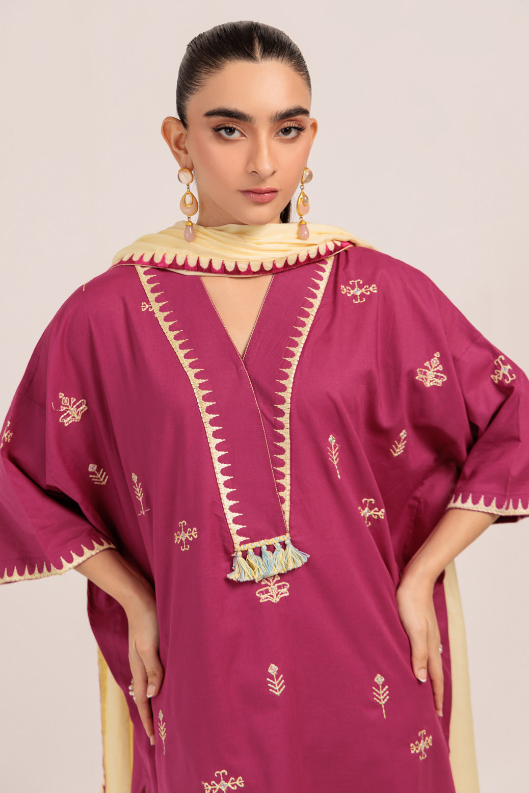 Bonanza Satrangi | Magenta Cambric 3 Piece (PWS7243P10) -  Bonanza Satrangi Ready To Wear - Original Designer Dress - House of Maryam