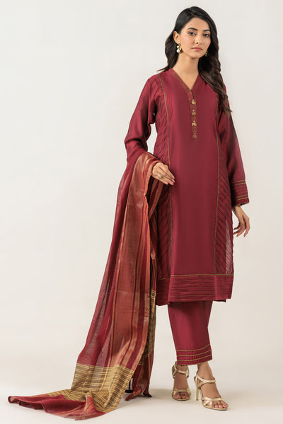 Bonanza Satrangi | Maroon Silk 3 Piece (PWS7243P13) -  Bonanza Satrangi Ready To Wear - Original Designer Dress - House of Maryam