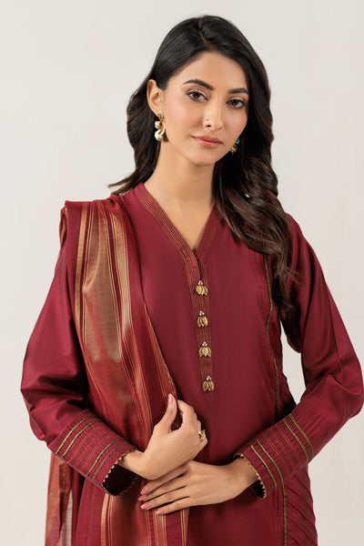 Bonanza Satrangi | Maroon Silk 3 Piece (PWS7243P13) -  Bonanza Satrangi Ready To Wear - Original Designer Dress - House of Maryam