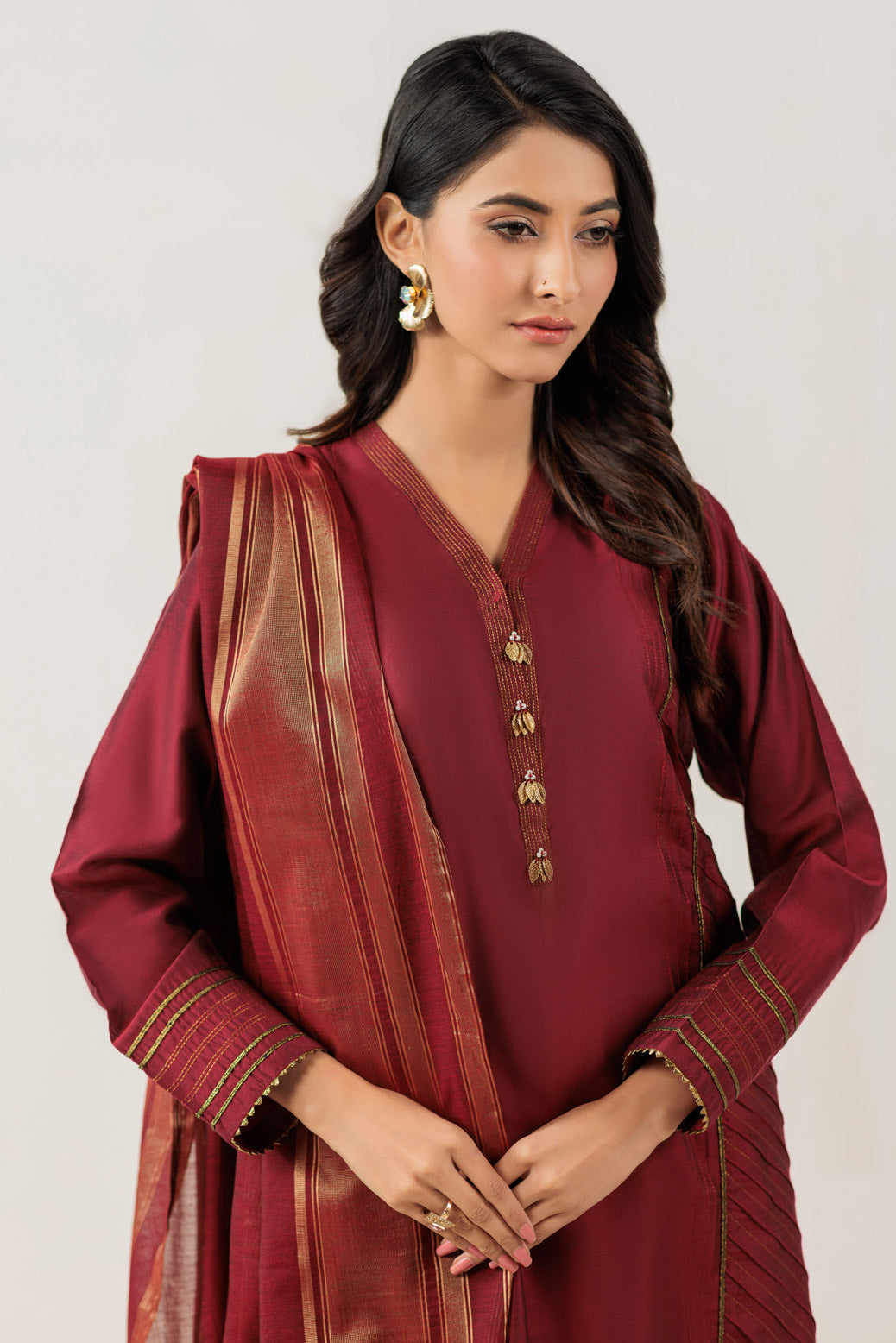 Bonanza Satrangi | Maroon Silk 3 Piece (PWS7243P13) -  Bonanza Satrangi Ready To Wear - Original Designer Dress - House of Maryam