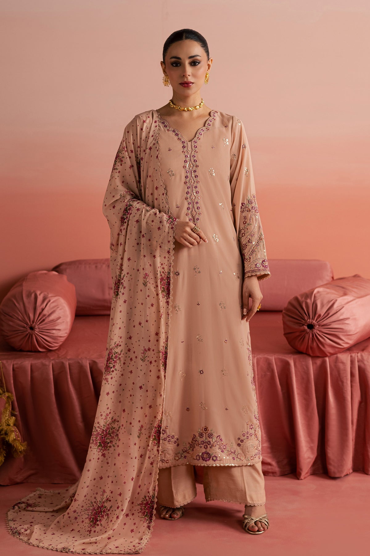 Batik | Gulmohar Festive Eid Edit 26' | Peach Reem 3Pc