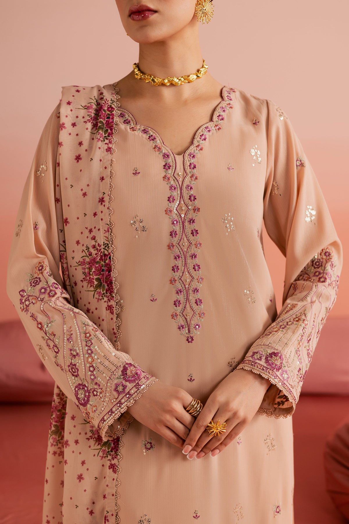 Batik | Gulmohar Festive Eid Edit 26' | Peach Reem 3Pc-6