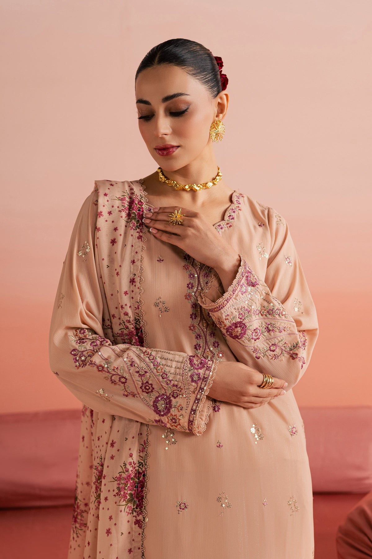 Batik | Gulmohar Festive Eid Edit 26' | Peach Reem 3Pc-3
