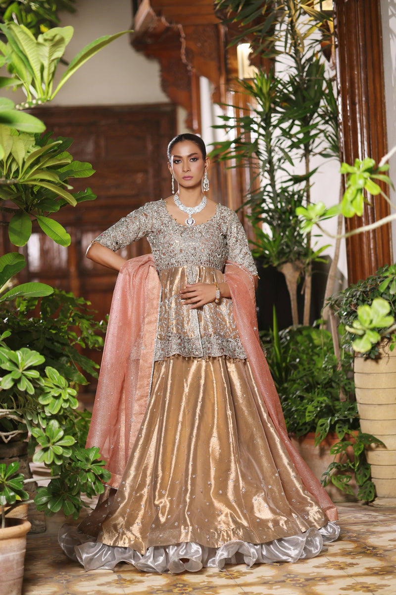 Wahaj M Khan | Nur Festive | Gold Peplum Nur Set, image 10