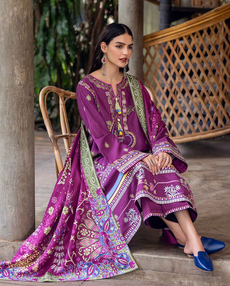 Mushq | Hemline Karandi | Plum Swirl-5