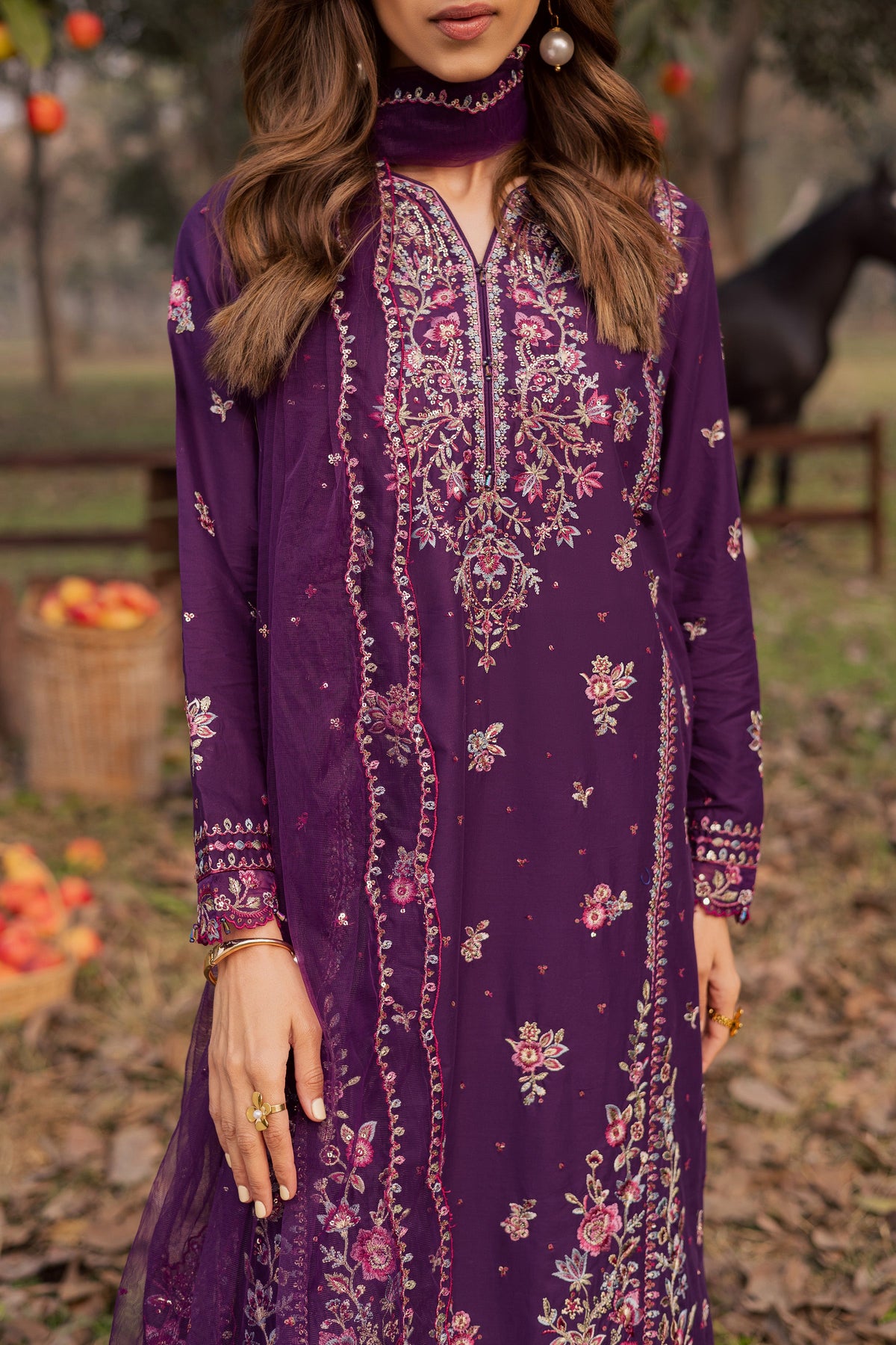 Batik | Soleil Luxury Lawn Edit 26' | Purple Garden 3Pc, image 7