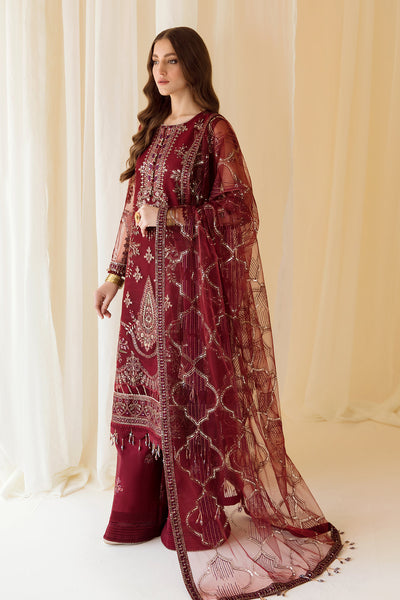 Alizeh | Formals Collection | Embroidered Net Maroon - V14D08 - Raya -  Alizeh Formal - Original Designer Dress - House of Maryam