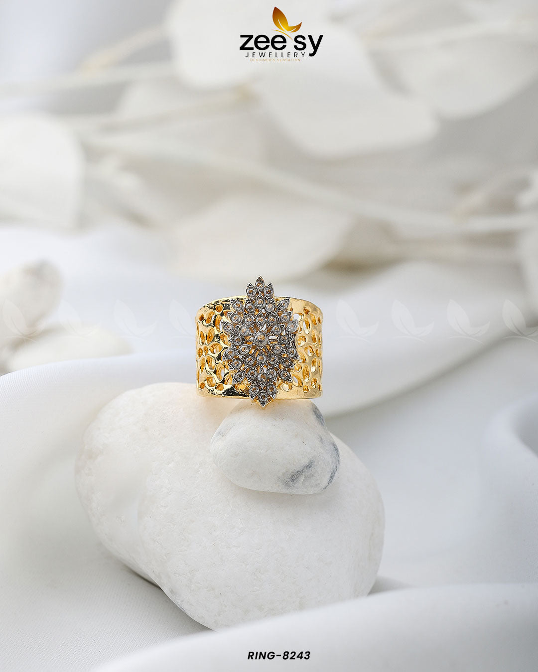 Floral Ring-8243 -  Zeesy Rings - Original Designer Dress - House of Maryam