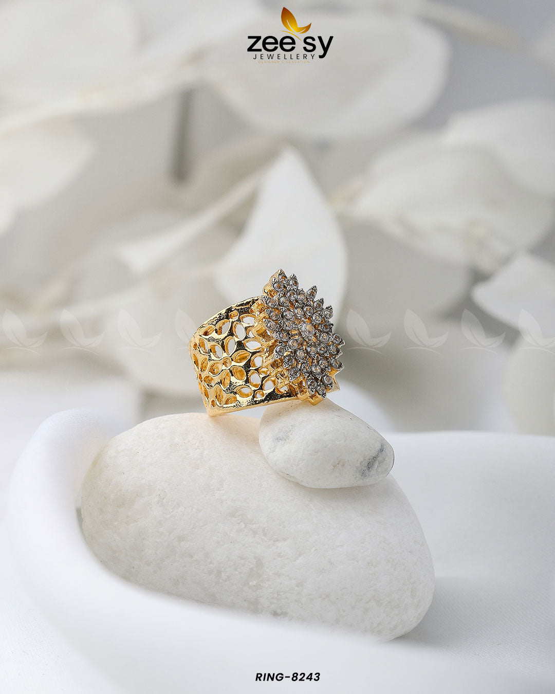 Floral Ring-8243 -  Zeesy Rings - Original Designer Dress - House of Maryam