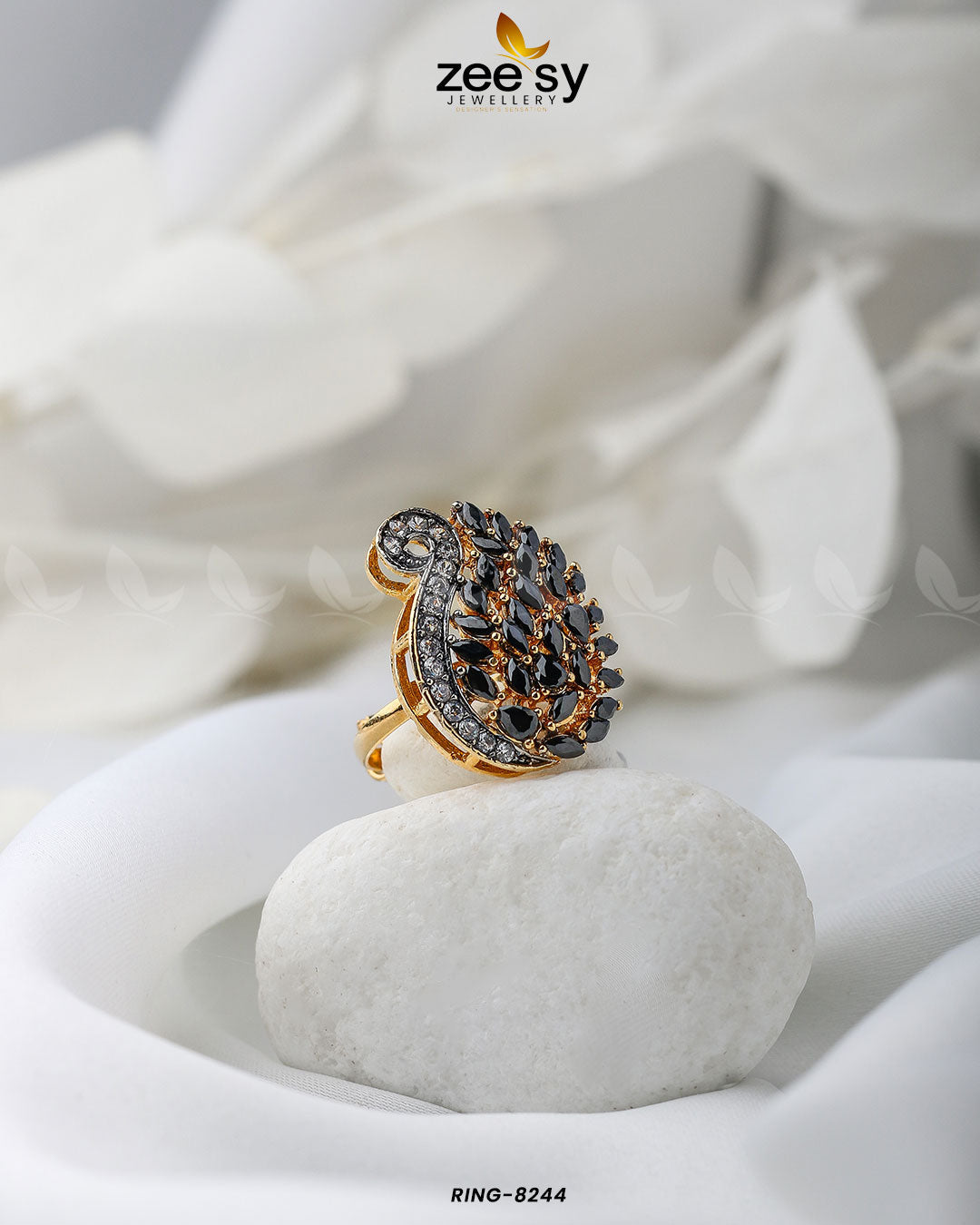 Baguette Cluster Ring-8244 -  Zeesy Rings - Original Designer Dress - House of Maryam