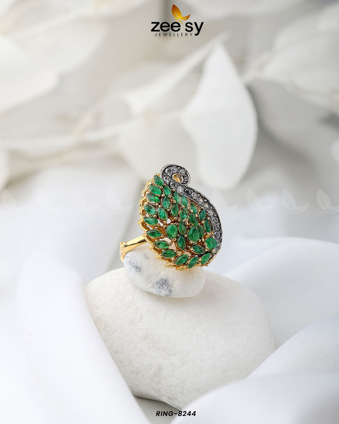 Baguette Cluster Ring-8244 -  Zeesy Rings - Original Designer Dress - House of Maryam