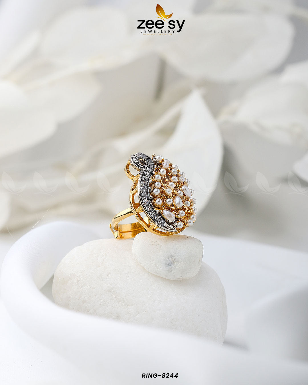 Baguette Cluster Ring-8244 -  Zeesy Rings - Original Designer Dress - House of Maryam