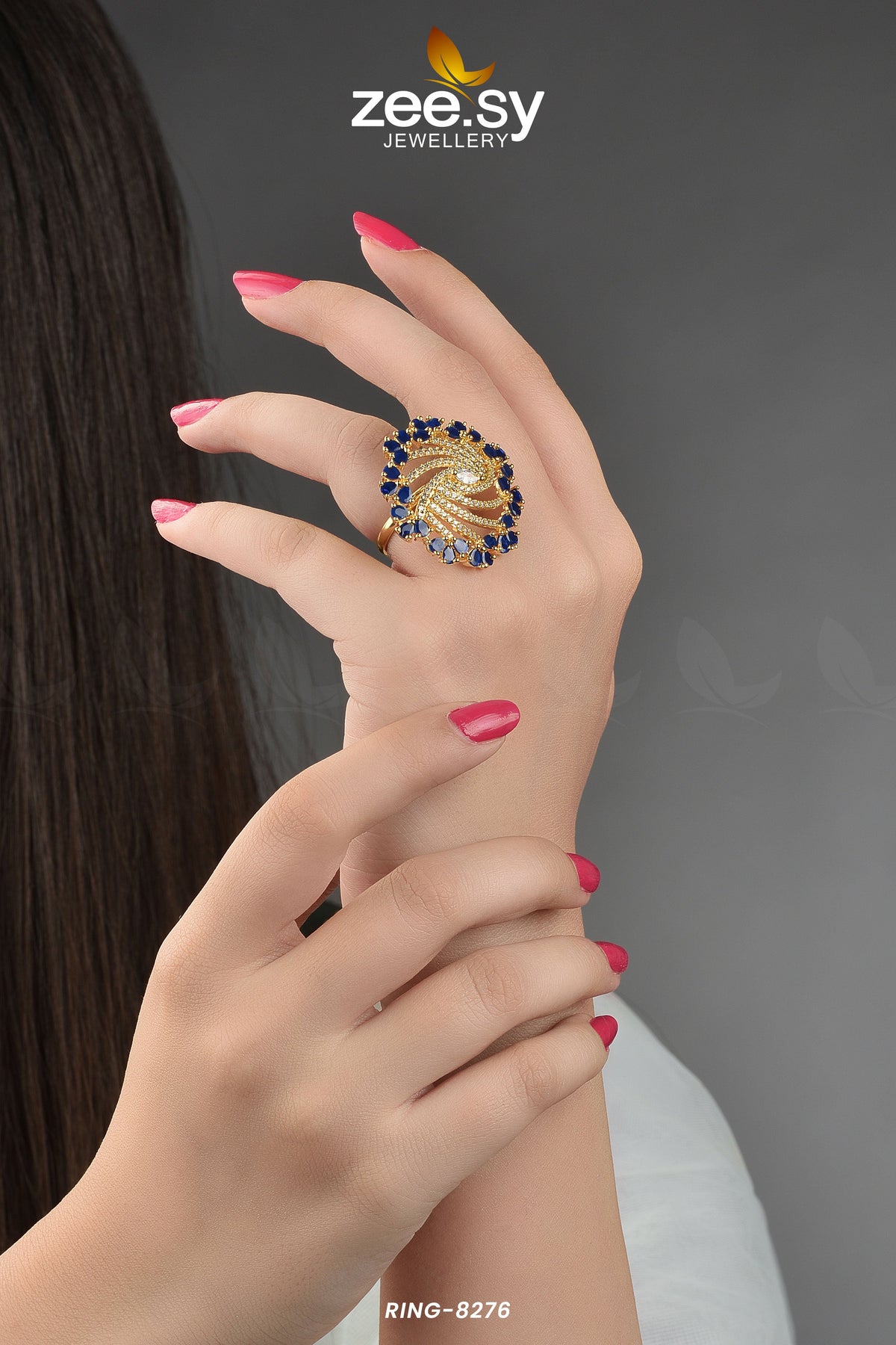 Rhinestone Ring-8276 -  Zeesy Rings - Original Designer Dress - House of Maryam