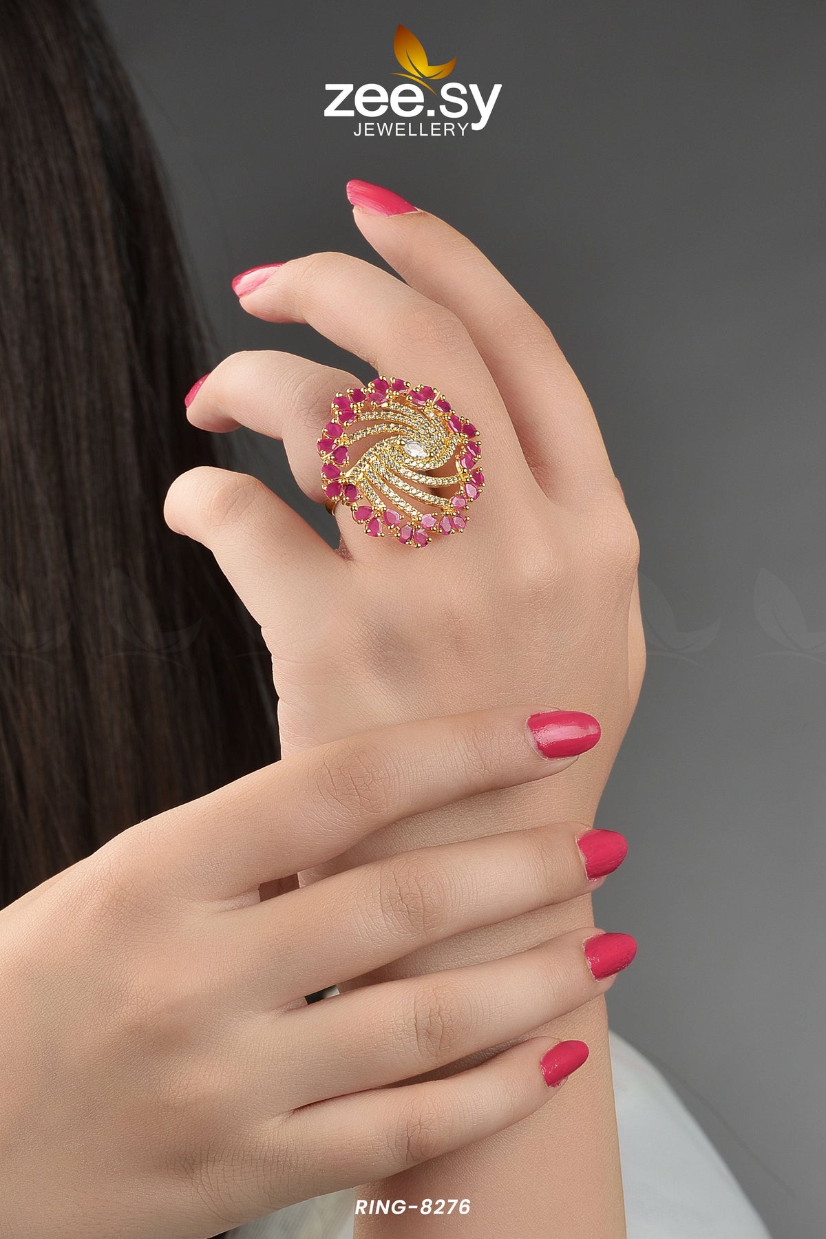 Rhinestone Ring-8276 -  Zeesy Rings - Original Designer Dress - House of Maryam