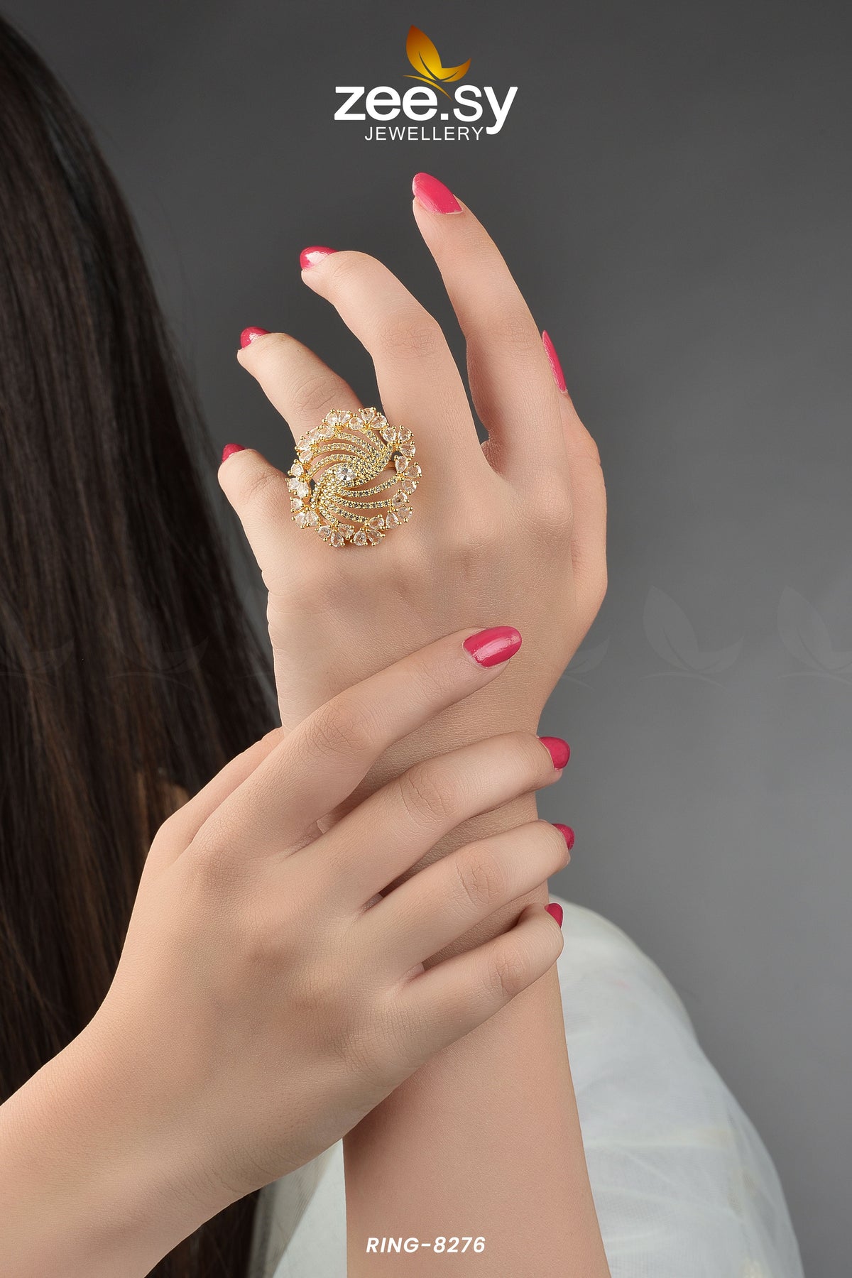 Rhinestone Ring-8276 -  Zeesy Rings - Original Designer Dress - House of Maryam