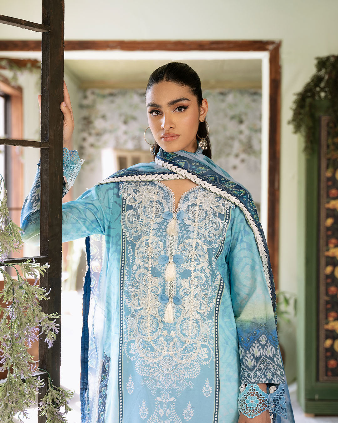 Roheenaz | Flora Printed Lawn | Azure -  Roheenaz Luxury - Original Designer Dress - House of Maryam