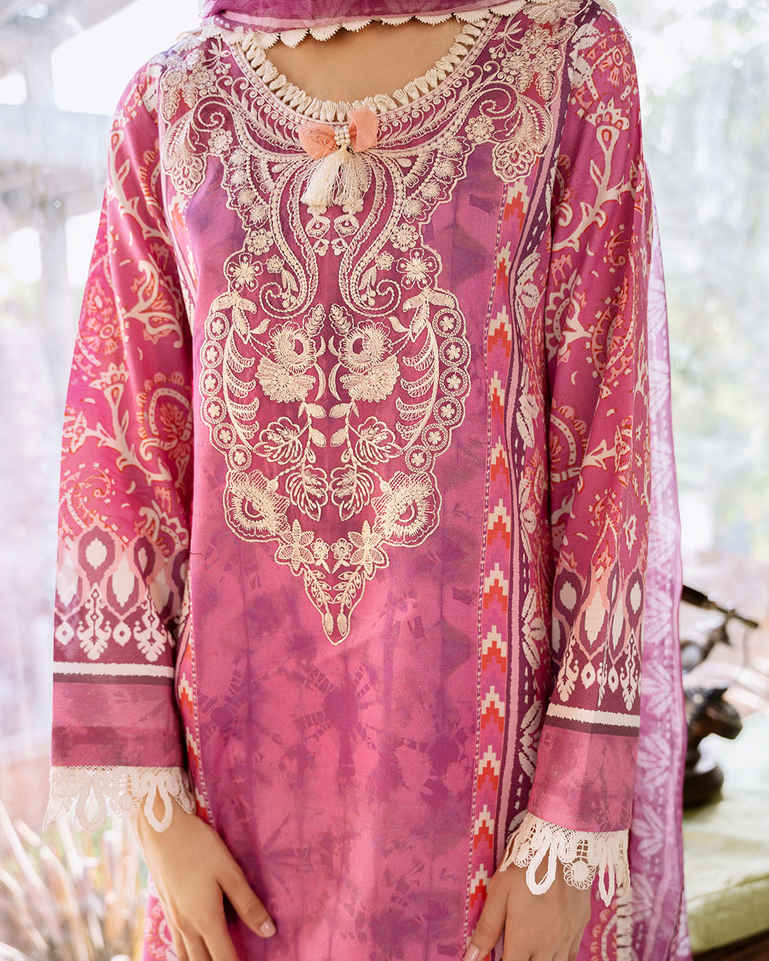 Roheenaz | Flora Printed Lawn | Amaranth -  Roheenaz Luxury - Original Designer Dress - House of Maryam