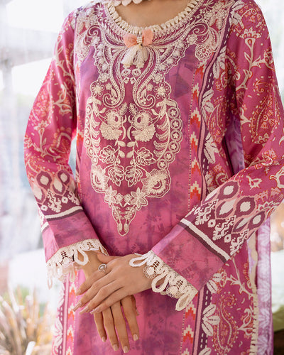 Roheenaz | Flora Printed Lawn | Amaranth -  Roheenaz Luxury - Original Designer Dress - House of Maryam