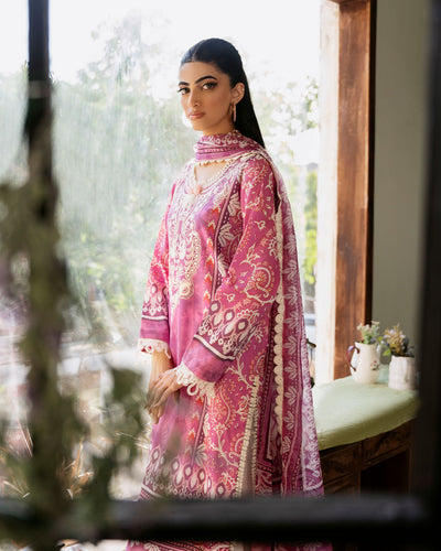 Roheenaz | Flora Printed Lawn | Amaranth -  Roheenaz Luxury - Original Designer Dress - House of Maryam
