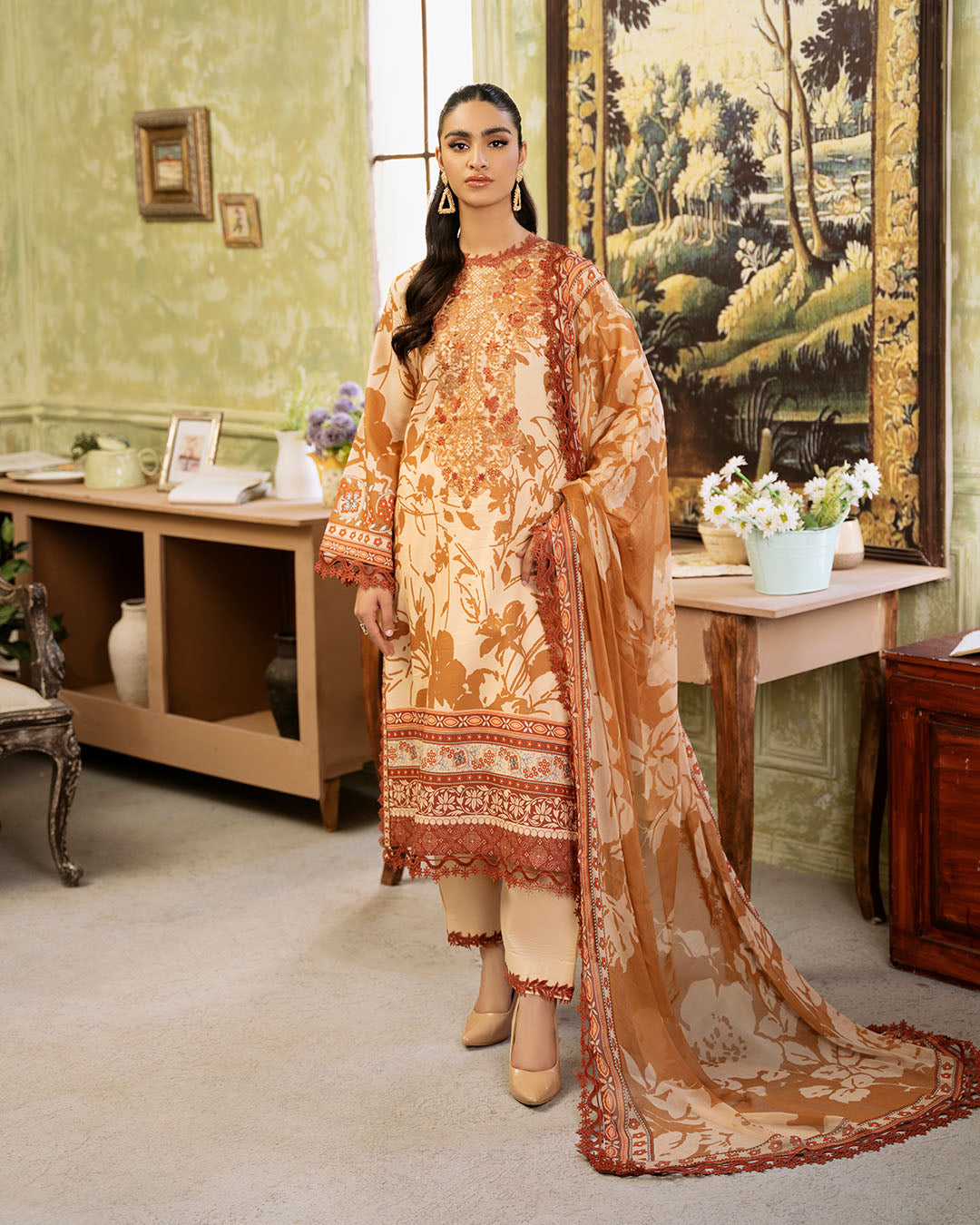 Roheenaz | Flora Printed Lawn | Harmonia by Designer Roheenaz - House of Maryam - Pakistani Designer Ethnic Wear in {{ shop.shopifyCountryName }}