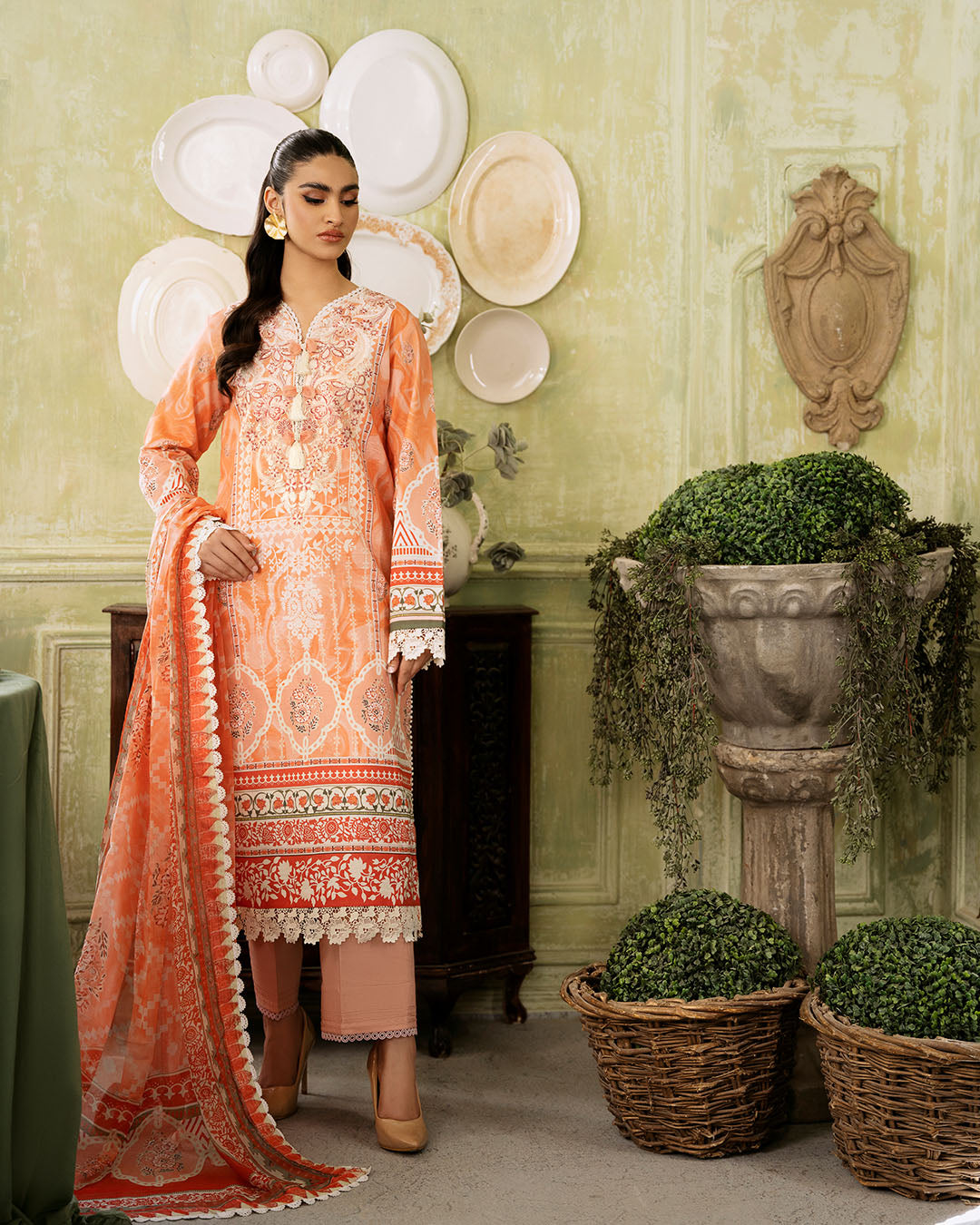 Roheenaz | Flora Printed Lawn | Cascade by Designer Roheenaz - House of Maryam - Pakistani Designer Ethnic Wear in {{ shop.shopifyCountryName }}