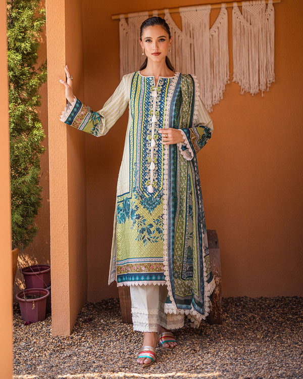 Roheenaz | Azalea Printed Lawn 24 | Ivory Elegance by Designer Roheenaz - House of Maryam - Pakistani Designer Ethnic Wear in {{ shop.shopifyCountryName }}