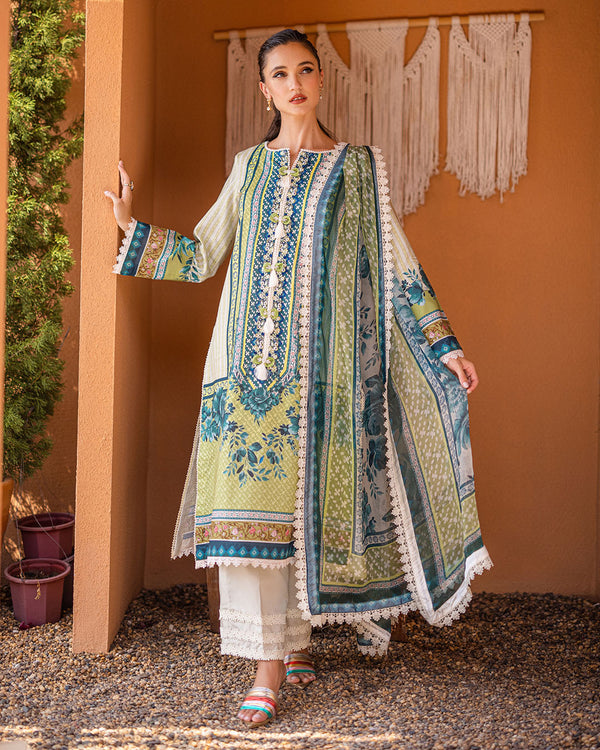 Roheenaz | Azalea Printed Lawn 24 | Ivory Elegance by Designer Roheenaz - House of Maryam - Pakistani Designer Ethnic Wear in {{ shop.shopifyCountryName }}