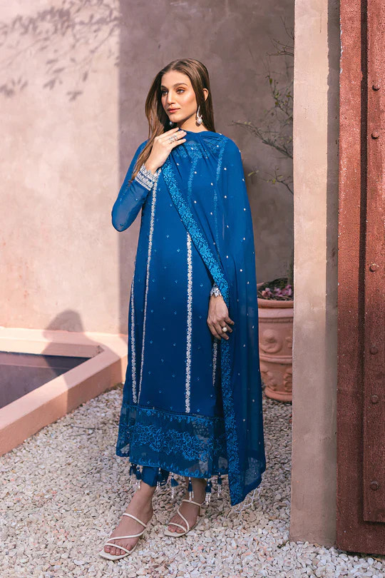 Azure | Embroidered Ensembles 3 Pcs | Radiant Sky -  Azure Formal - Original Designer Dress - House of Maryam