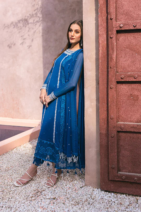 Azure | Embroidered Ensembles 3 Pcs | Radiant Sky -  Azure Formal - Original Designer Dress - House of Maryam