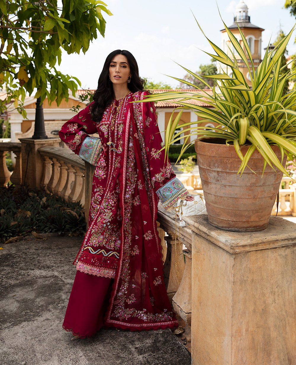 Republic Womenswear | Ilana Eid Luxury Lawn | Rouge -  Republic Womenswear Luxury - Original Designer Dress - House of Maryam