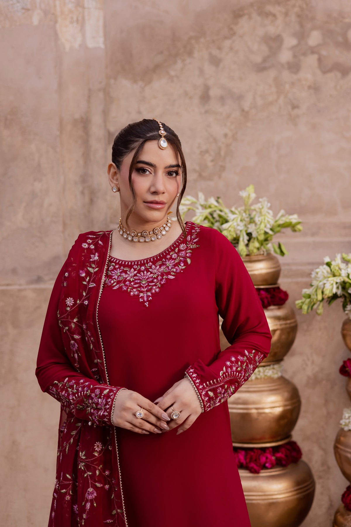Batik | Gulmohar Festive Eid Edit 26' | Red Adina 3Pc, image 2
