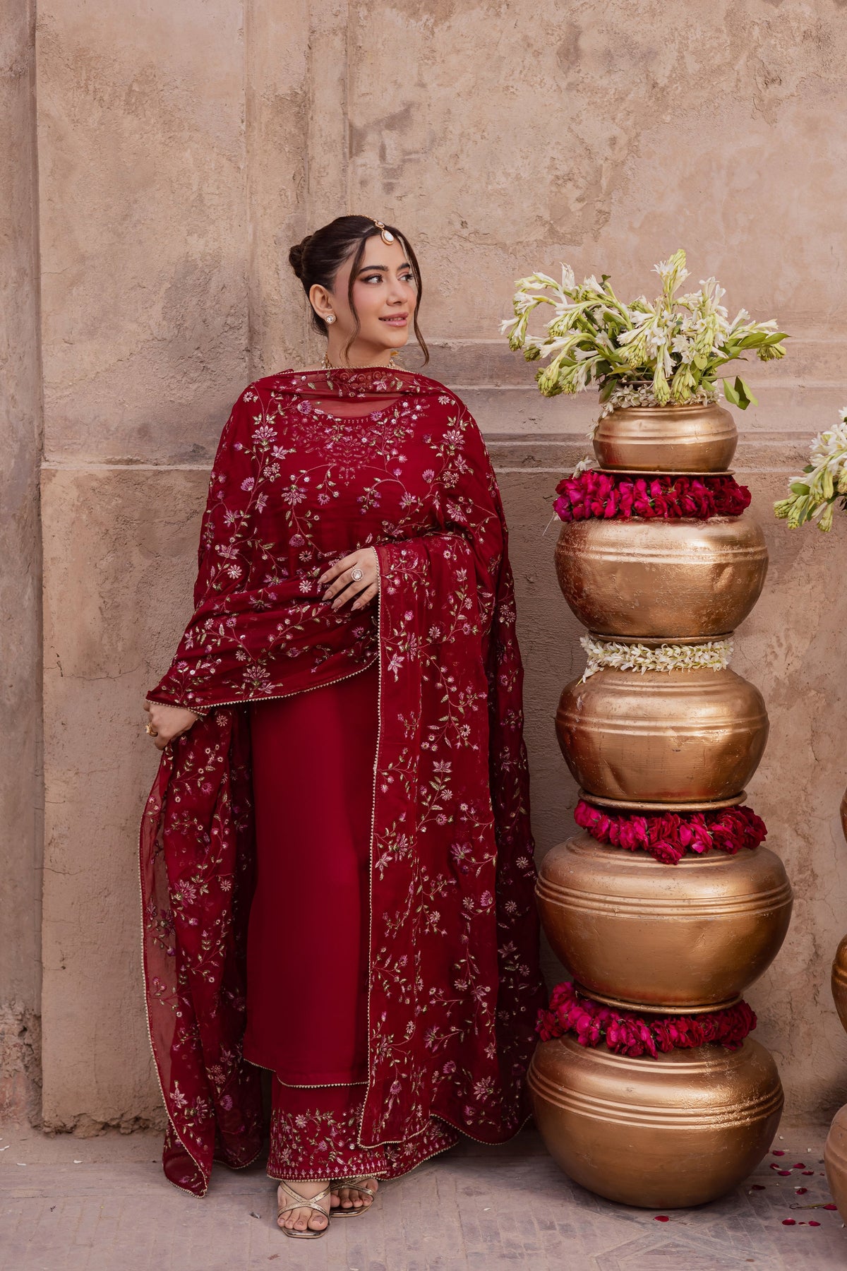 Batik | Gulmohar Festive Eid Edit 26' | Red Adina 3Pc, image 3
