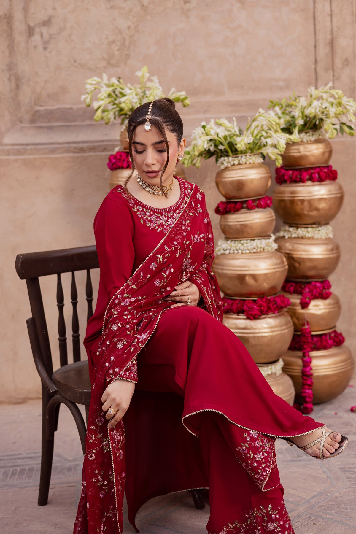 Batik | Gulmohar Festive Eid Edit 26' | Red Adina 3Pc, image 5