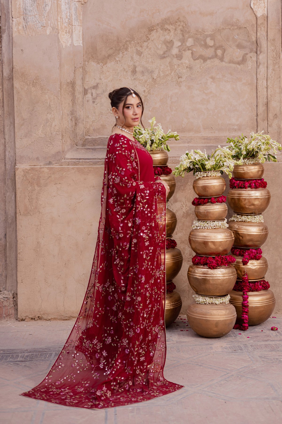 Batik | Gulmohar Festive Eid Edit 26' | Red Adina 3Pc, image 6