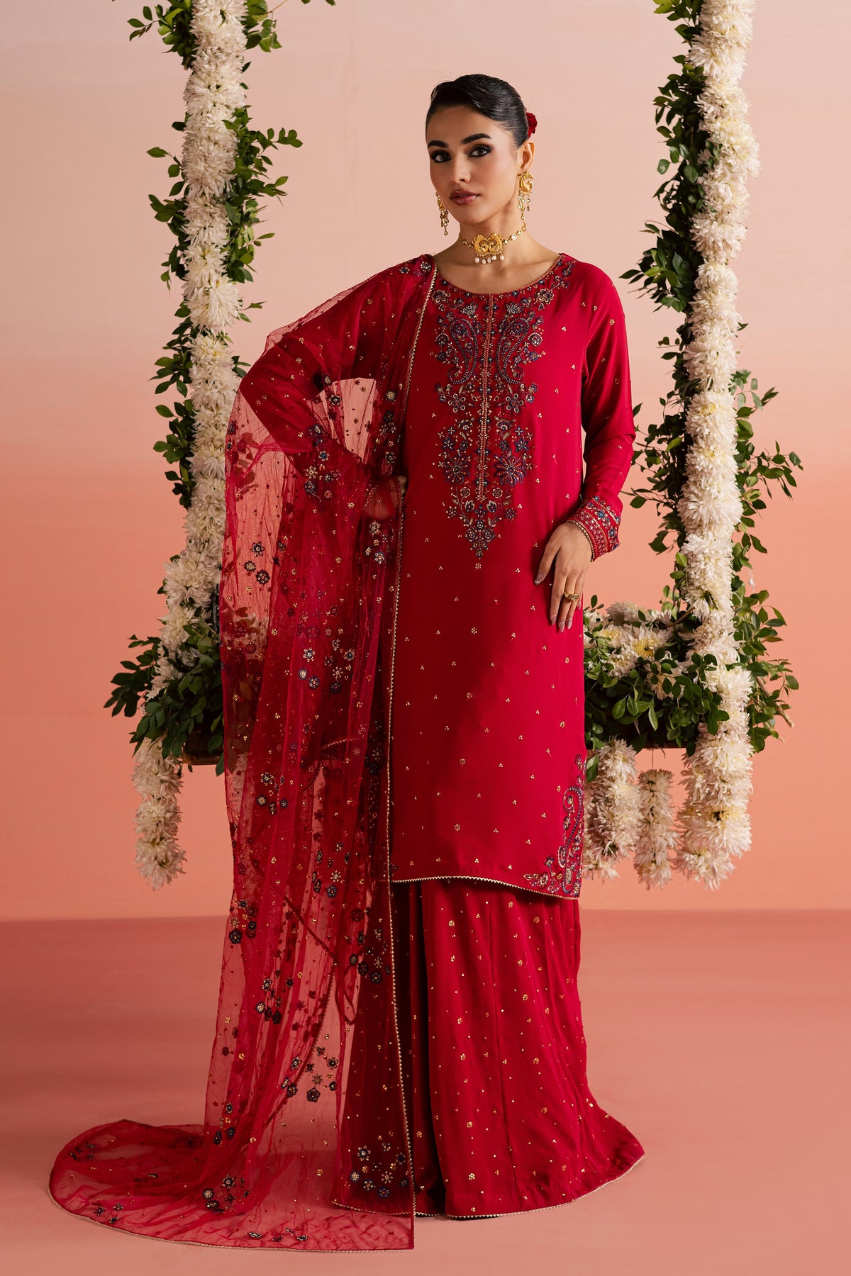 Batik | Gulmohar Festive Eid Edit 26' | Red Sona 3Pc, image 5