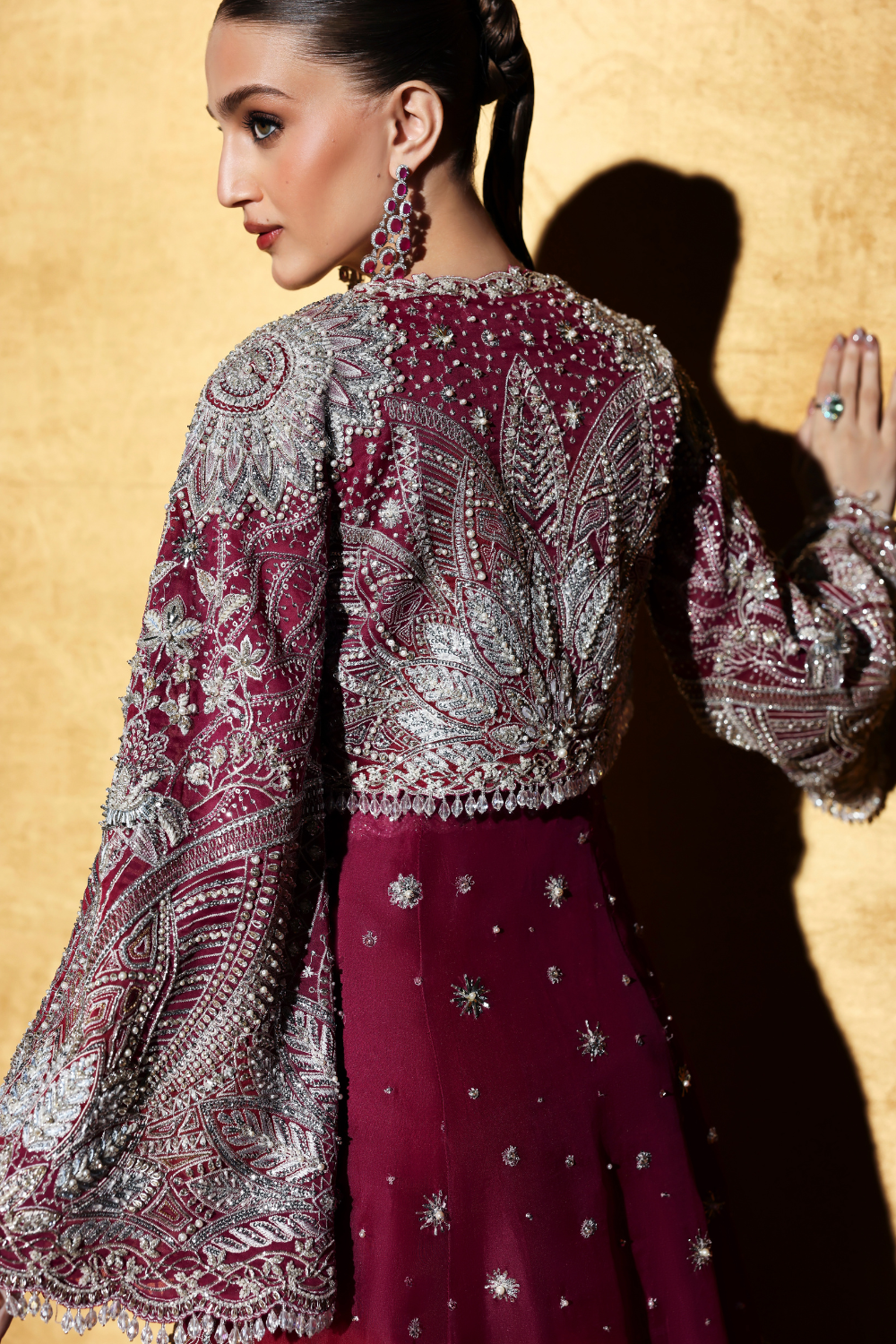 Soraya Rhenza deep berry pink organza jacket and pants, photo 2