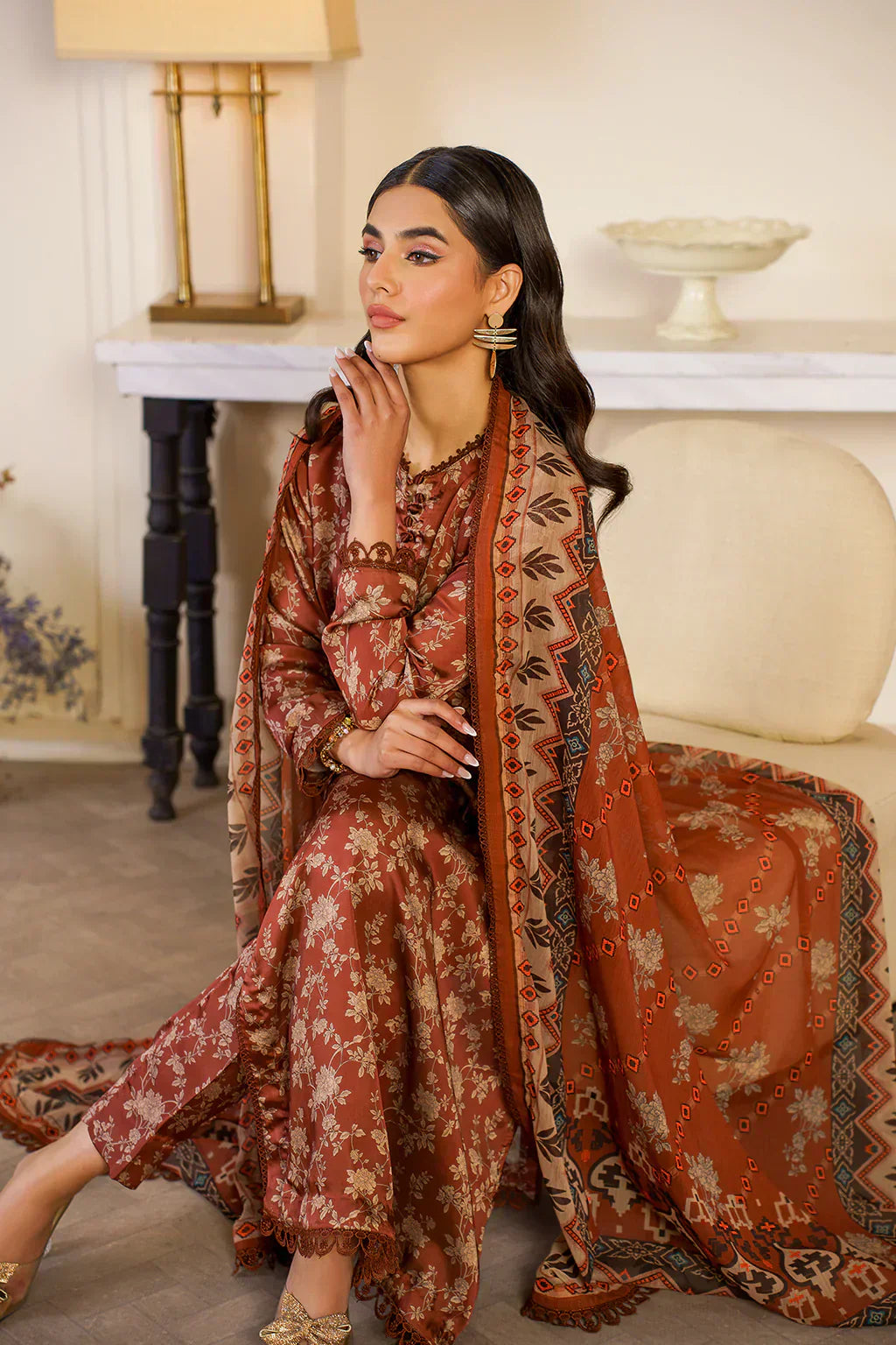 Zarif | Prints 24 | ZSP 06 BRONZE by Designer Zarif - House of Maryam - Pakistani Designer Ethnic Wear in {{ shop.shopifyCountryName }}