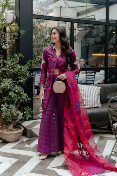 Afrozeh Serene magenta embroidered lawn suit, photo 2