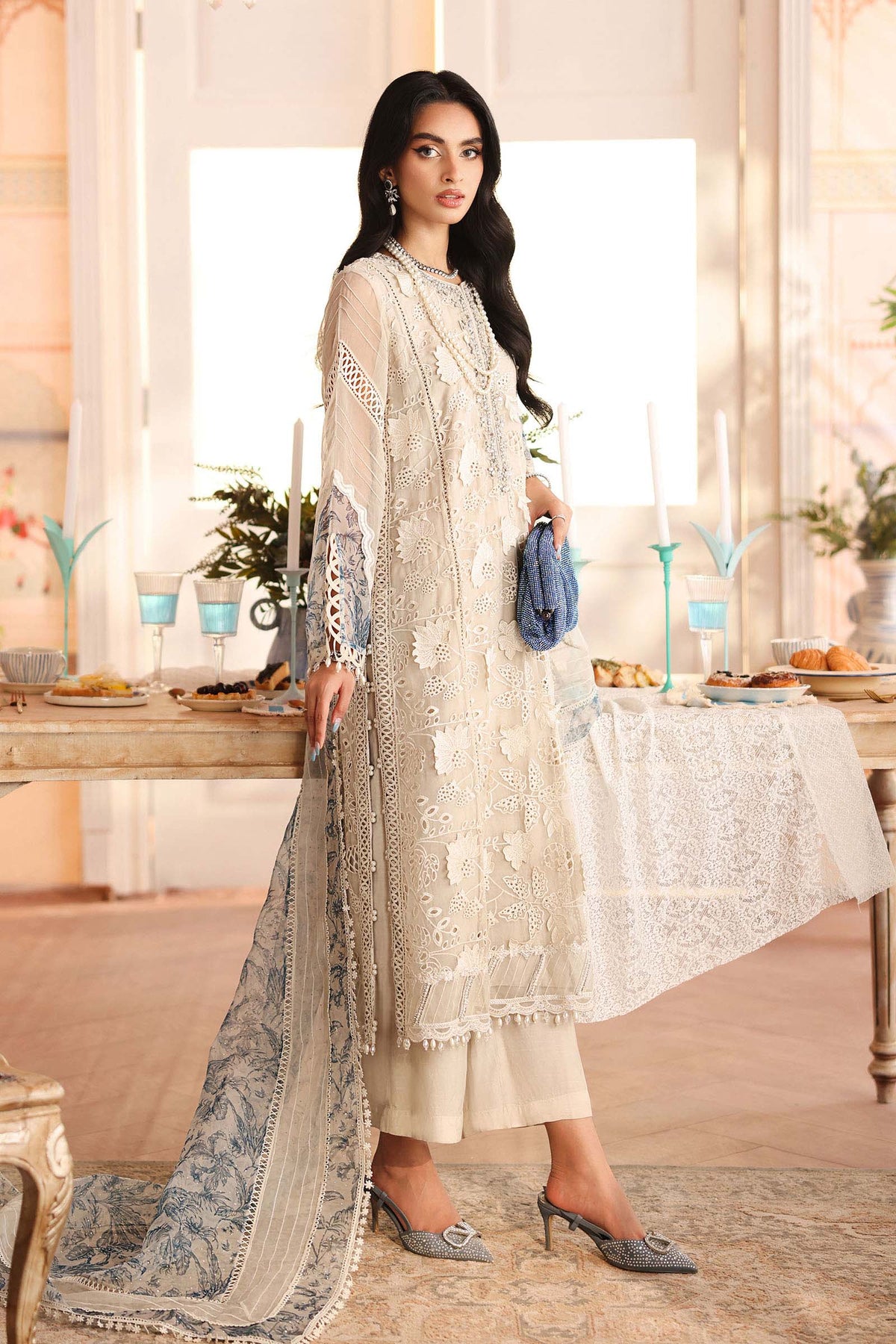 Maria B | Pre Fall Dresses | 3 Piece Embroidered Organza Suit CC, image 2