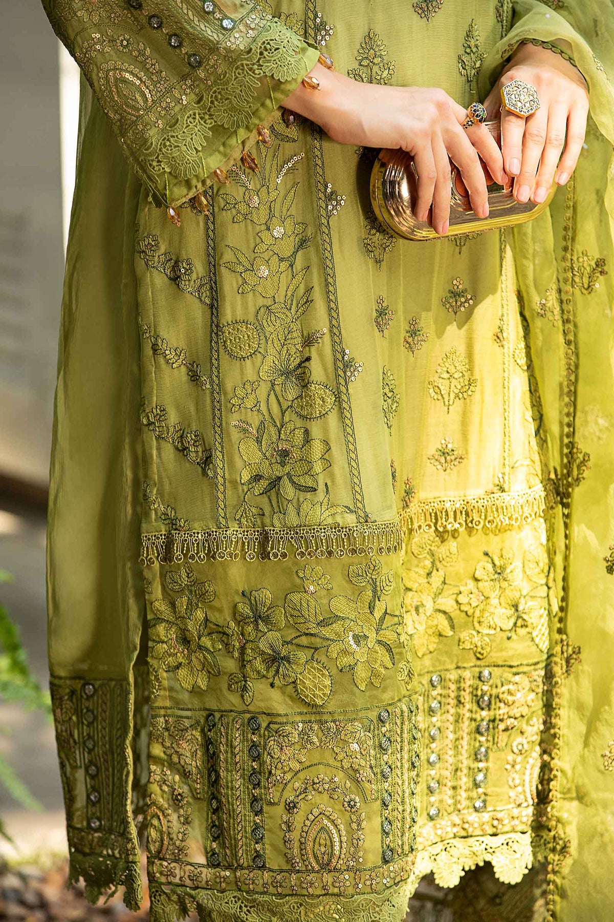 Maria B | Pre Fall Dresses | 3 Piece Embroidered Suit Grape Green, image 3