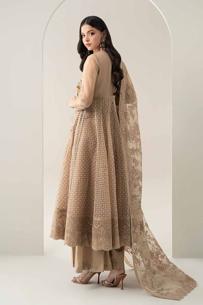 Maria B | Pre Fall Dresses | 3 Piece Embroidered Organza Suit Beige