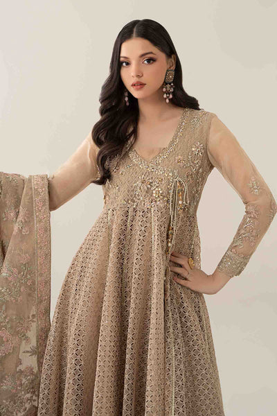 Maria B | Pre Fall Dresses | 3 Piece Embroidered Organza Suit Beige